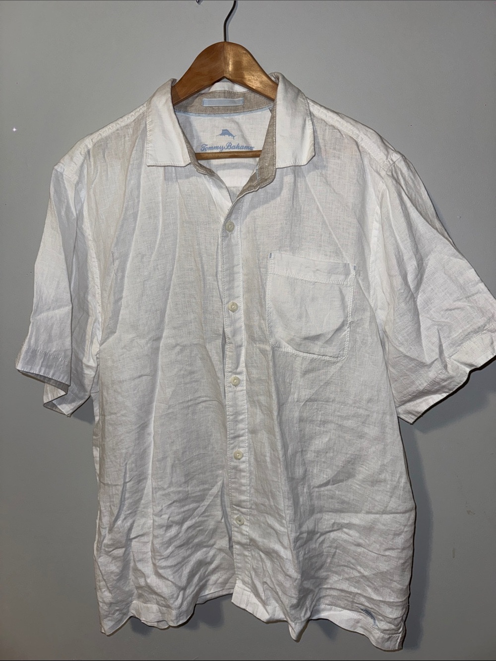 Tommy Bahama White Linen Short Sleeve Button-Down